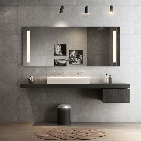 Hotel Frosted Edge Design 3 Color Change LED Anti Fog Bathroom Mirror