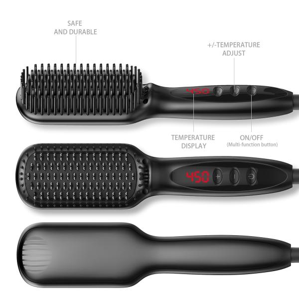 escova negativa de atadura de impedimento da barba de 5.7cm Ion Straight Hair Comb Ion