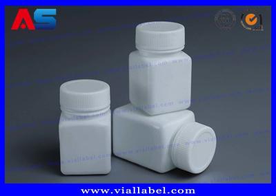 PET Pharmacy White 50ml Plastic Pill Bottles With Screw Cap Square Shape Pressure Sensitive seal
