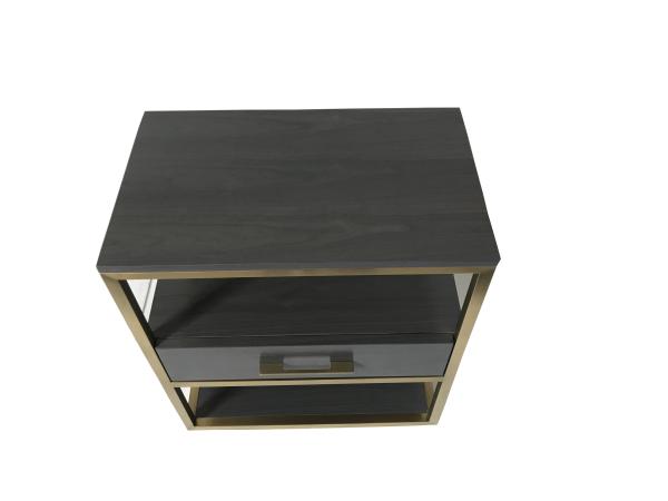 Brass metal frame oak wood veneer Custom made 1-drawer night stand of hotel bedroom furniture,bed side table
