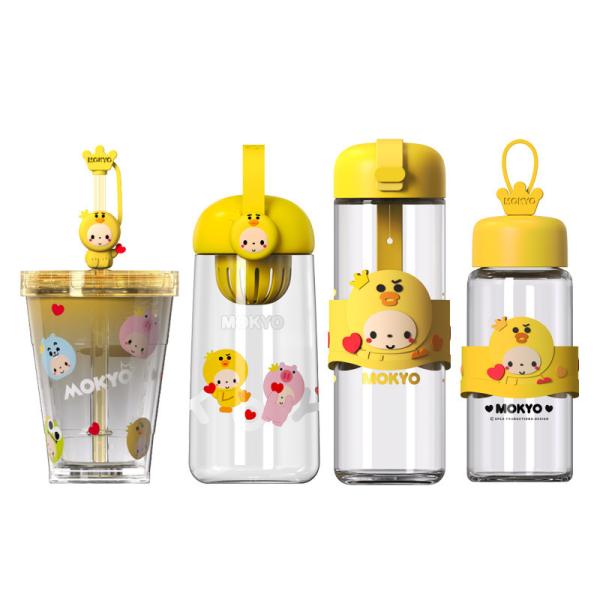 Custom Cartoon Kids Water Fruit Infuser Glass Infusion Drink Bottle With Sleeve