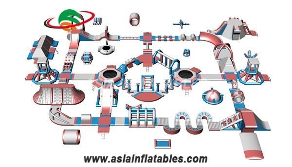 Customized Floating Inflatable Aqua Park Inflatable Aquatics Park For Sea