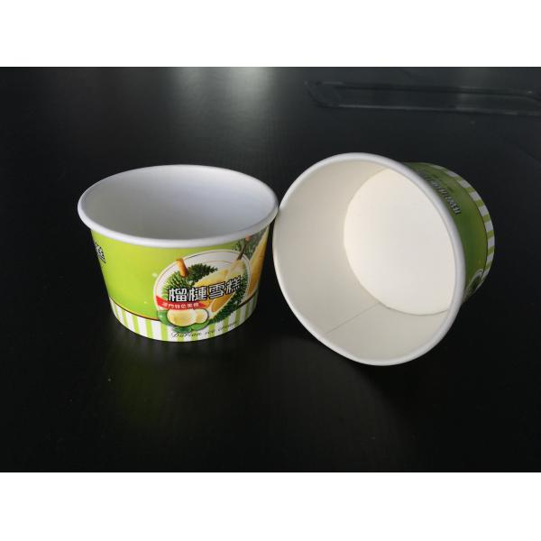 5oz Double PE Coated paper disposable ice cream bowls With Logo Printed , Green color food container taka away cup