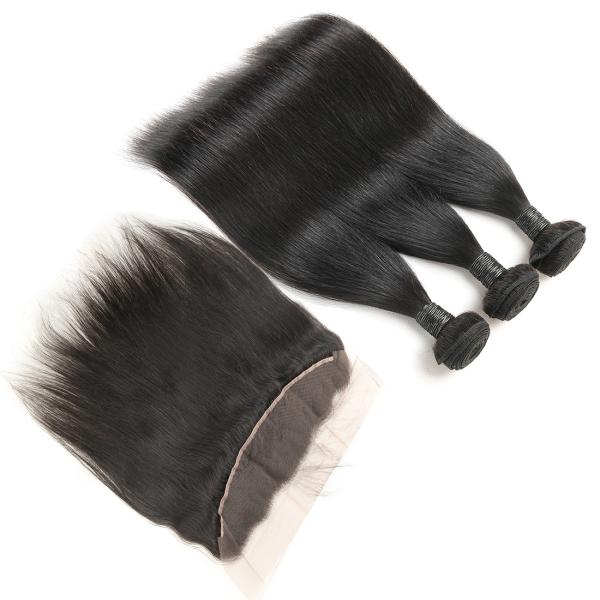 Raw Curly Indian Natural Human Hair Extensions 3 Bundles With Frontal Closure