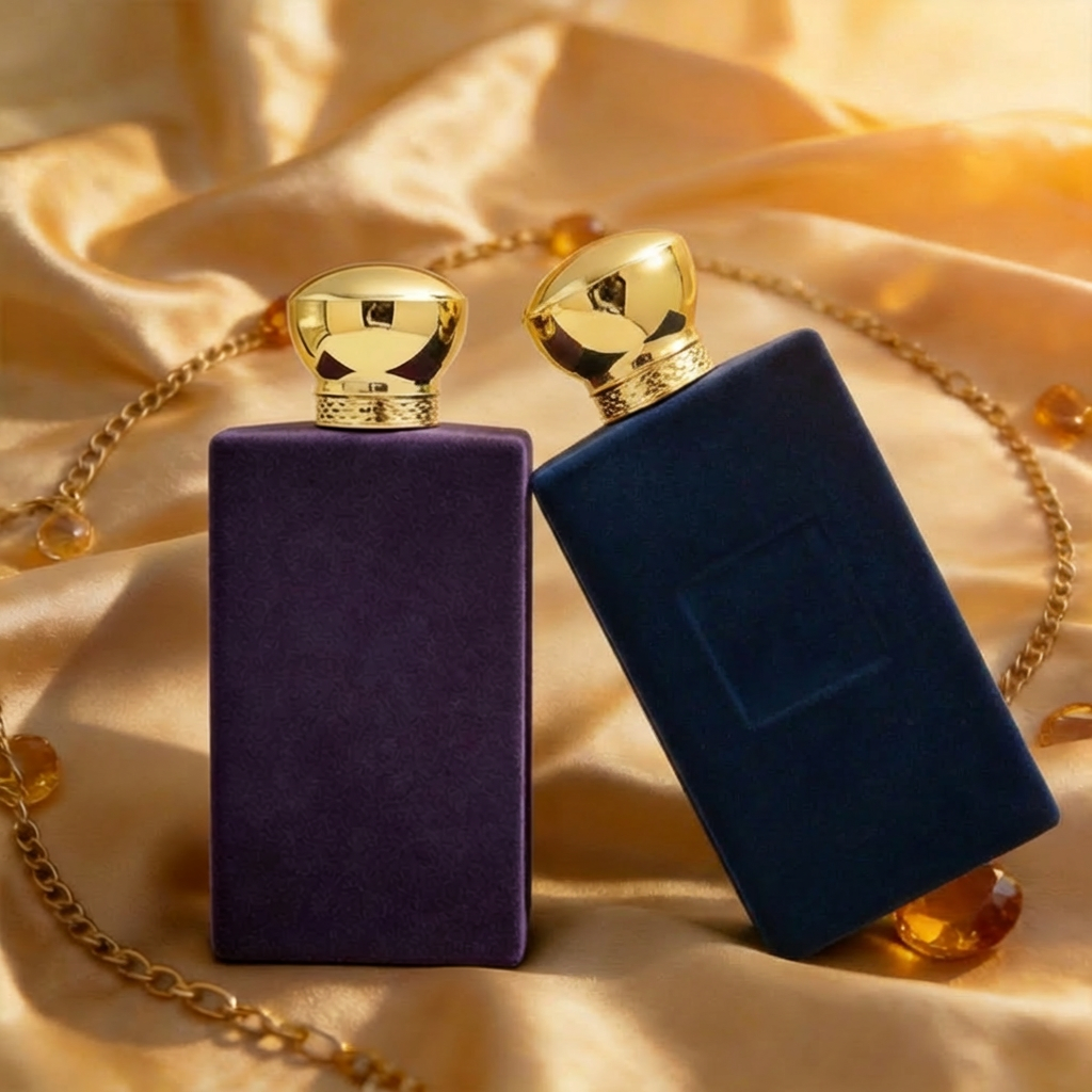 Anding Manufacturer Bulk Customizable Crimp Round Cap Velvet Refill Mist Quality 100 ml Rectangle Glass Empty Perfume Bottle