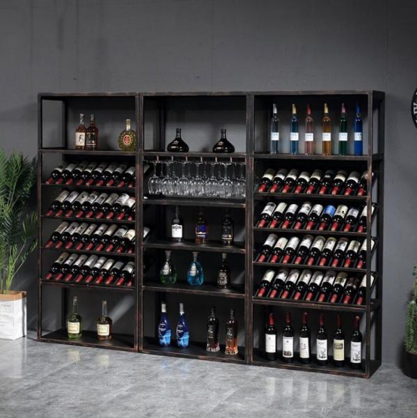 Black Elegant Wooden Wine Display Stand With Spray Painting Surface Treatment