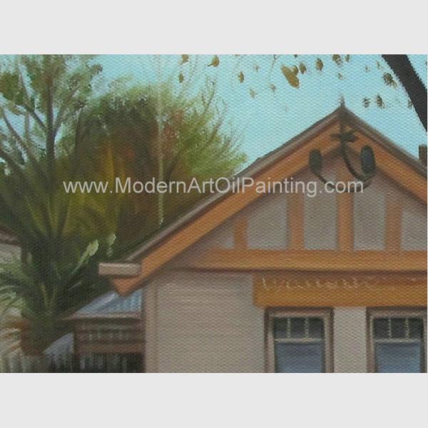 Scenery Portrait Oil Painting From Photo , Realistic House Canvas Art For Decor