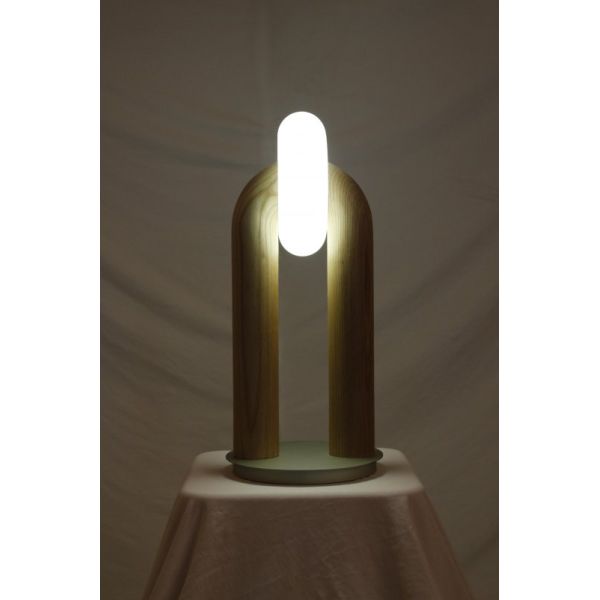 Modern Minimalist U-shaped Wooden Table Lamp with Multi-color LED Lighting for Bedside and Desk