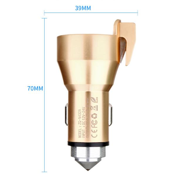 PC + Aluminium 2 USB 3.4A Quick Charge Car Charger For IPhone And Samsung