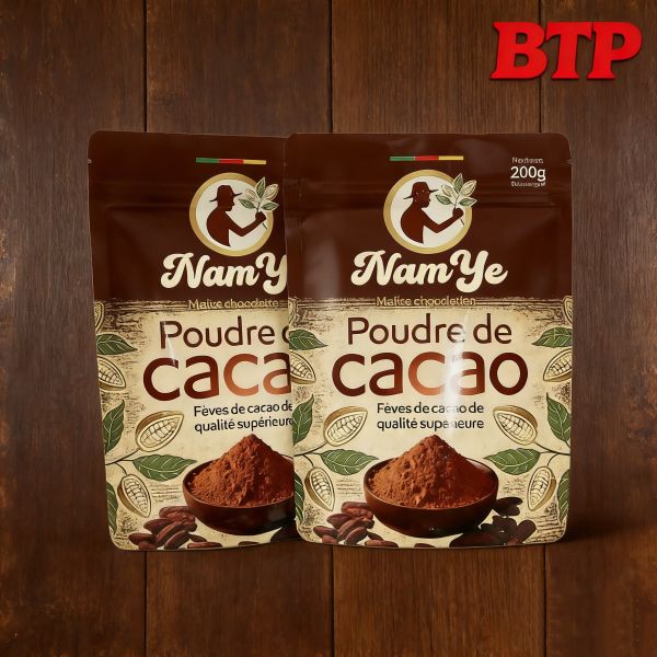 High for Stand up Resealable Pouch with Zipper Top PE Plastic Custom Logo for Cocoa & Coffee Powder Packaging