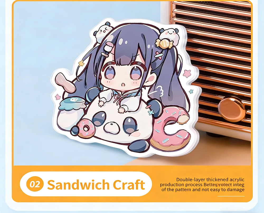 Custom Cartoon Acrylic Pin – Printed Logo & Name, Hair Clip or Magnetic Badge for Stylish Decor