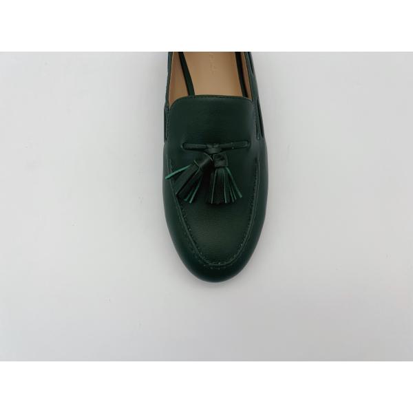 Fashion Womens Flat Leather Shoes Dark Green Non Slip Loafers