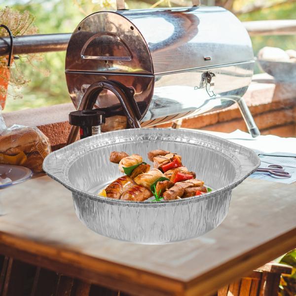1100Ml 6Pcs Round Tinfoil Pots for Baking Aluminum Foil Pie Pans Lids Disposable Tin Pot