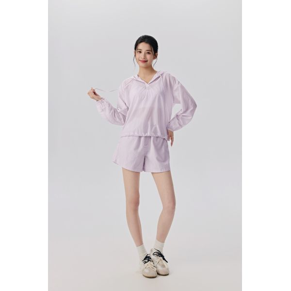 Lightweight Hooded Sun Protection Set in Soft Lavender, Breathable Quick-Dry Fabric for Casual Outdoor Activities and Daily Wear