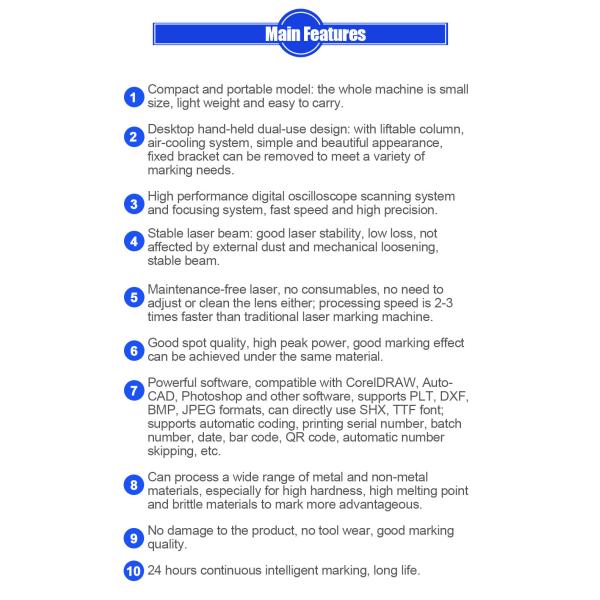 20W 30W 50W CNC Fiber Laser Marking Machine For Metal Carbon Stainless Steel Aluminum