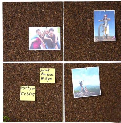 A parede Cork Board Tiles 12x12 da mensagem da isolação esquadra o carbono preto