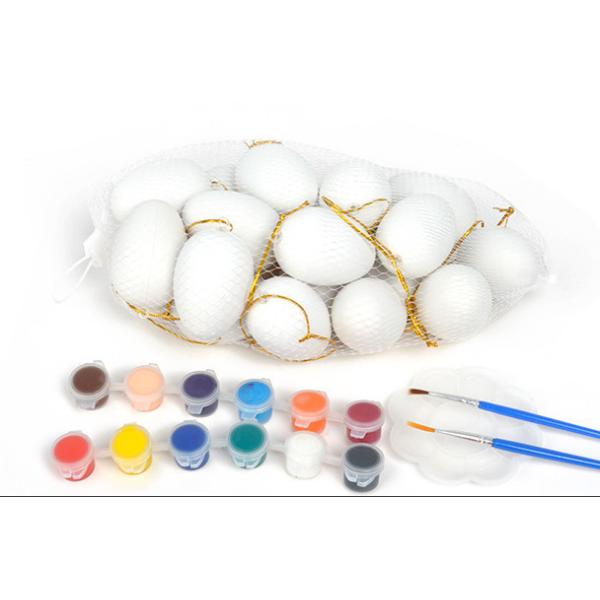 Assorted colors Plastic Easter eggs with Acrylic paint and brush for KIDS DIY painting Wooden and Plastic Easter Eggs