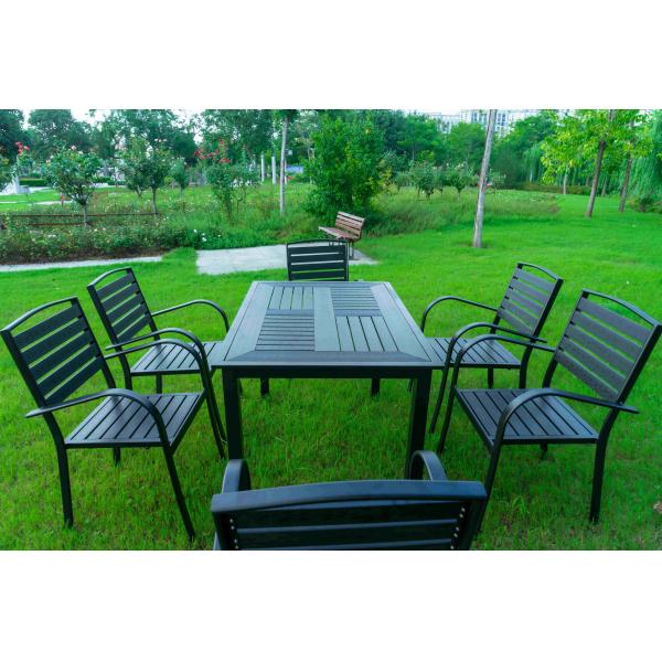 7 Pieces Extendable Modern Black Patio Restaurant 9 Piece Dining Sets Outdoor Garden Porch Aluminum Table and 8 Seater