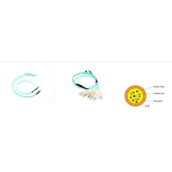 12 Fibers OM3 Fiber Optic MPO-LC 2.0mm Straight Harness Cable for High-Density Data Centers