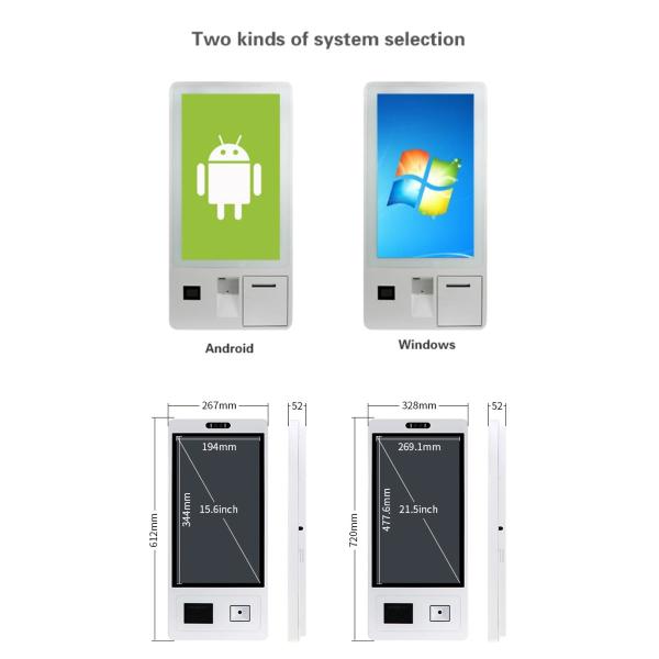 Interactive Self Service Kiosk 21.5 32 Inch Floor Standing Touch Screen POS Printer Kiosk