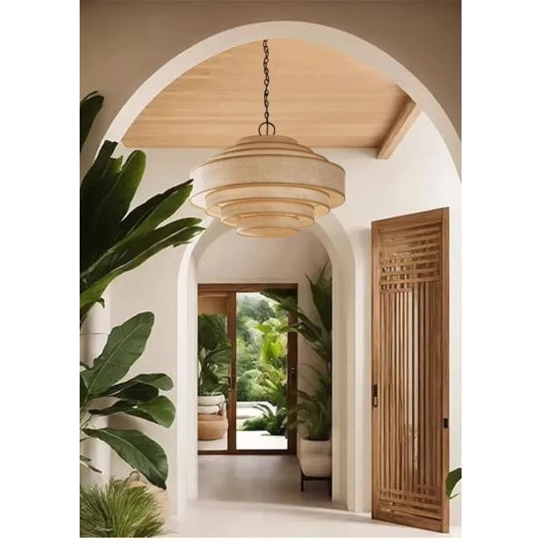 Living Dining Bedroom B&B Decoration Home Pendant Lights Indoor Lighting Fixtures Japan Style Wabi Sabi Fabric Chandelier (WH-VP-303)