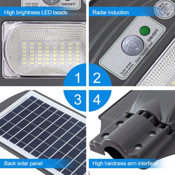 Luces solares de calle para exteriores rurales con sensor de cuerpo humano para el hogar