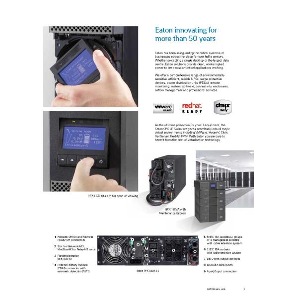Высокочастотный онлайн-ИБП Eaton 9PX, 1,5 кВА/1500 ВА/1500 Вт, трансформируемый в вертикальную стойку, глобальный