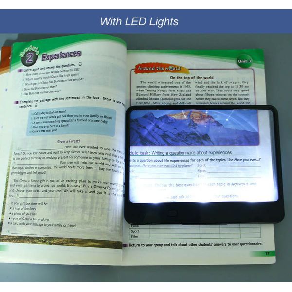 High Quality Wholesale Custom Large Size LED Lighted Magnifier Glasses, Computer Screen LED 18*14CM 3X Magnifying Glass
