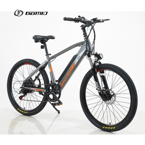 GOMID Electric Mountain Bike with Shimano 6 Speed Derailleur Lightweight Aluminium Alloy Frame 40-50Km Range per Power