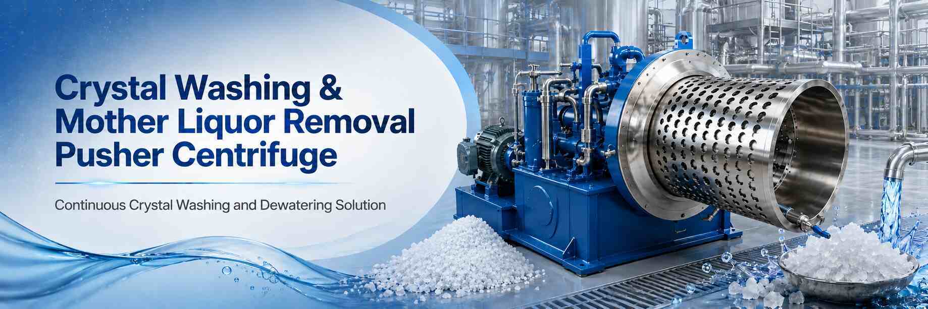 Crystal Washing & Mother Liquor Removal Pusher Centrifuge