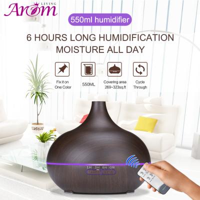 550ml com o temporizador 4, o difusor de madeira da aromaterapia da grão com automóvel cortou a função