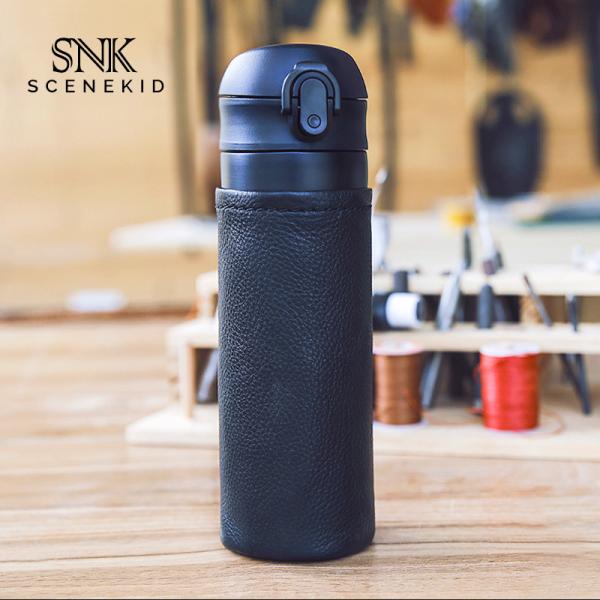 Durable Leather Hot Water Bottle Cooler Sleeve Pure Color Blank
