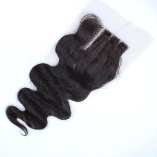 Unproducssed Peruvian Hair 3 Part  Natural Color Body Wave 4*4 Lace Closure