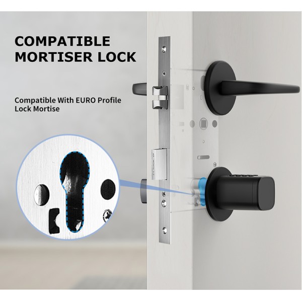 Yagu Easy Installation Tuya App Adjustable Fingerprint Code Key Smart Door Cylinder Lock Fingerprint Passcode Smart Lock