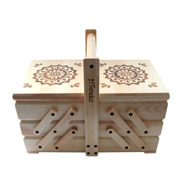 Custom Sewing Kit Set with Wooden Sewing Box Pine Wood Color Room Space Selection