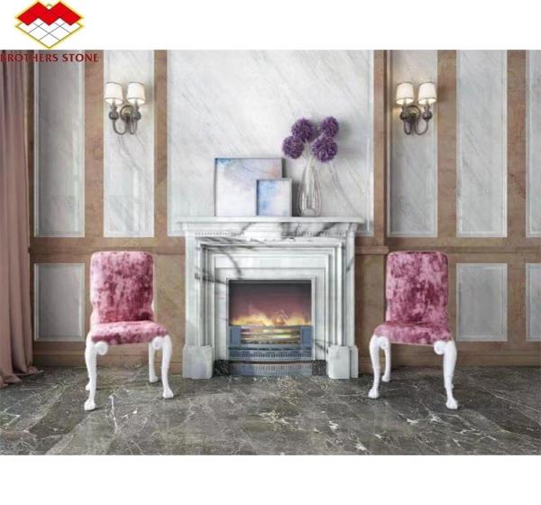 Indoor Fragrant Snow Plum Fireplace Surround in Arched French Style Stone for York Homes