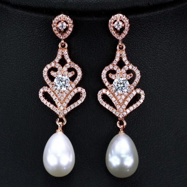 Special Geometrical Silver Color Pearl Earrings Brinco High-Grade CZ Zircon Pearl Earring For Women