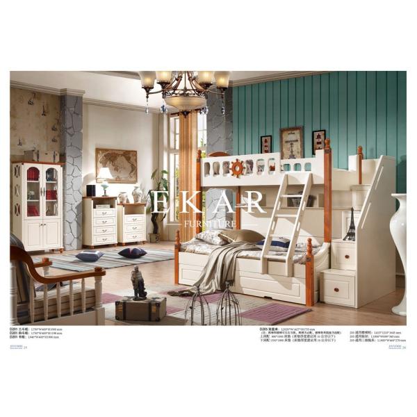 Mediterranean Style Kids Furniture Wooden Storage Children Bunk Bed