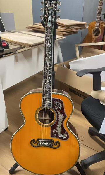 Custom 43 INCH SJ200 JUMBO SOLID Back Side Acoustic Electric Guitar Abalone Binding