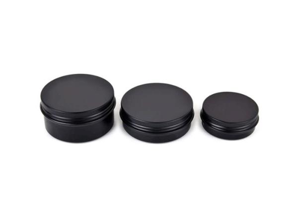 15ml 50ml 60ml 100ml 150ml Round Empty Tin Can Black Tin Screw Lid Black Aluminum Jar