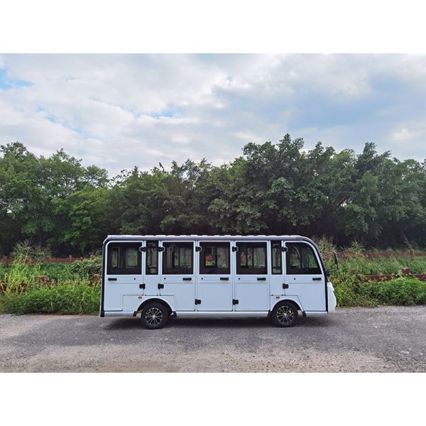 14 Seats Electric Sightseeing Bus with Door 72V Motor & Controller Lithium Battery High Climbing Ability Support Long Range