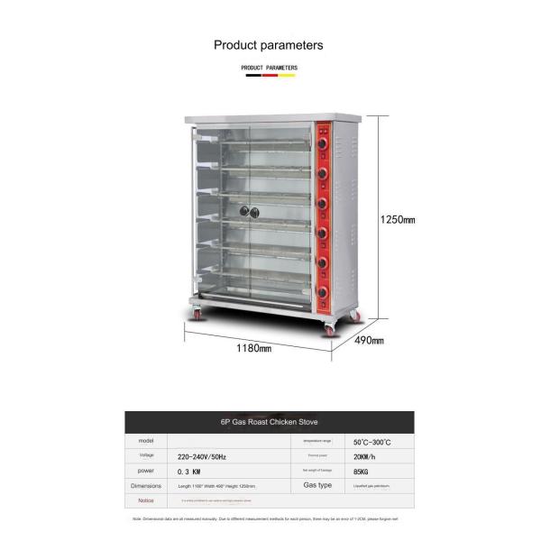Fully Automatic Gas Roasting Chicken Machine for Small Chicken Roasting Rack 220-240V