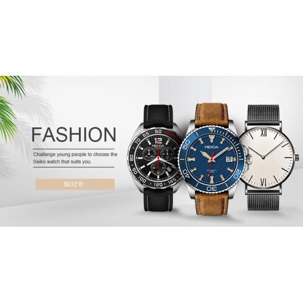 Sandblasted Mens Automatic Wrist Watches , PVD plating black steel strap watches