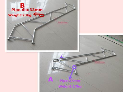 Haki scaffolding handrail hot galvanized 33*3.2mm 23kg /27*2.5mm 16.5kg