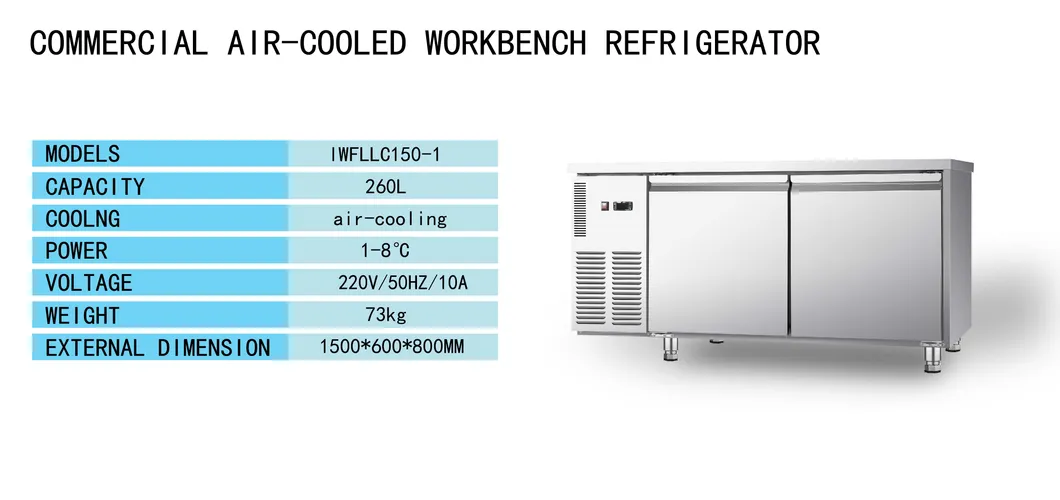 OEM ODM 150*60*80cm Commercial Air-Cooled Two-Door Refrigerator Refrigeration