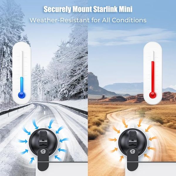 Heavy-Duty Suction Cup Car Mount for Starlink Mini, Secure Vehicle Roof Adapter Kit for Driving