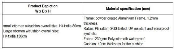 Waterproof Outdoor Rattan Sofa , Round Wicker Chair And Ottoman Set
