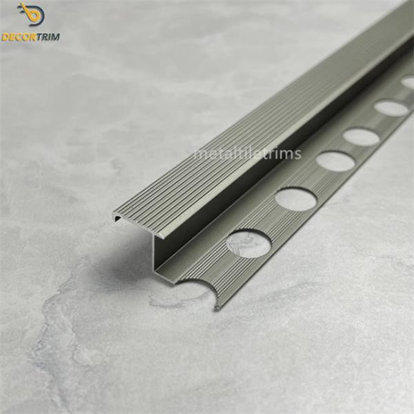 Aluminum Alloy 6063 Stair Nose Tile Edging Trim Anodized Matt Bronze Non Slip