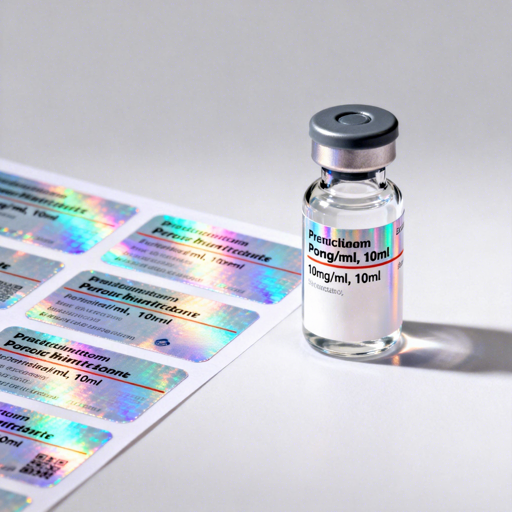 Custom Waterproof Self-Adhesive Packaging Label Roll Private Logo White PET Labels for Vial Glass Bottles