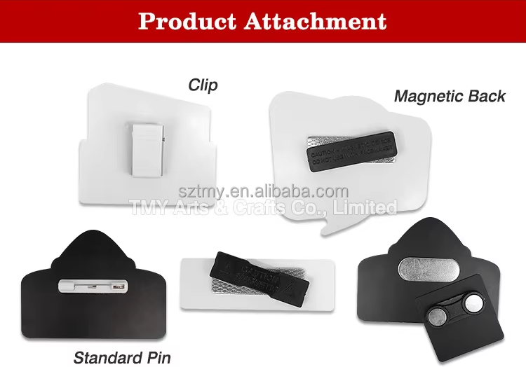 Custom Full Color Digital Printed Plastic Window Name Tag With Magnetic Back And Custom Shape For Staff